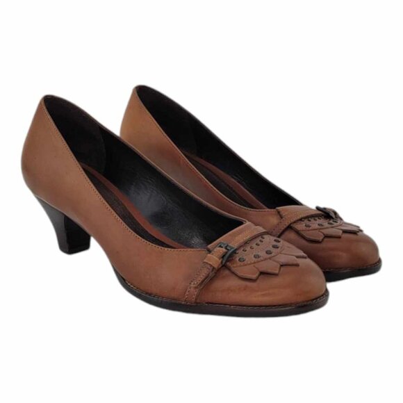 AEROSOLES Stackheel Buckled Loafer Sz 7.5B - Brown LIKE NEW - Picture 10 of 10